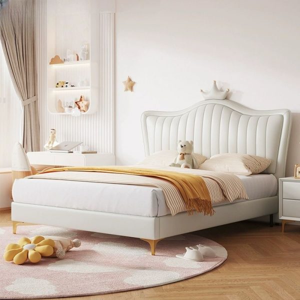 "Platform Standard Children Bed Pale Wood Finish Panel Sponge Gender Neutral Underbed Reclaimed Wood"