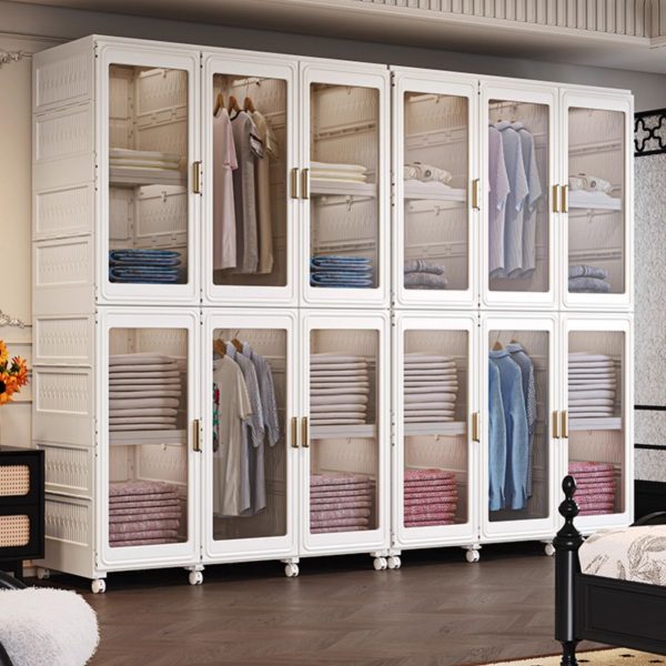 "Modern Chalk Polymer Kids Armoire with Shelf, Clothing Rod, Door"