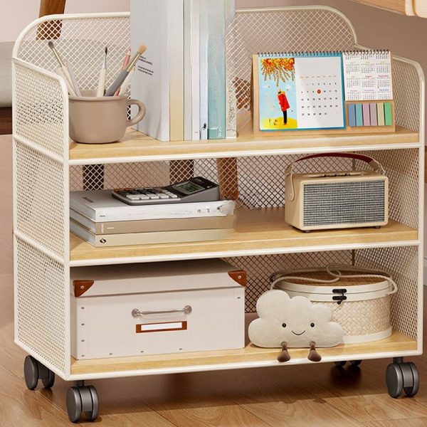 "Trendy Detached Composite Wood Standard Children's Bookshelf Closed Back with Rollers, 3 Shelves"