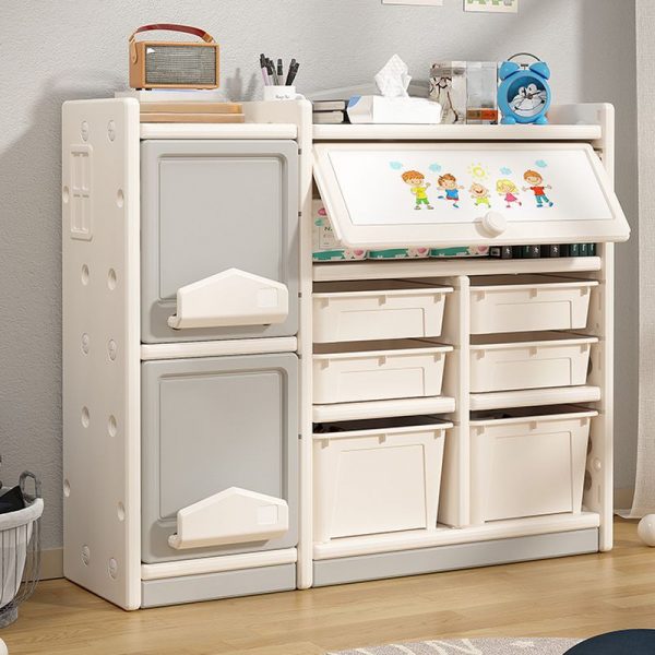 "Chalk Synthetic Material Horizontal Closed Back Cars Standard Kids Bookshelf with 5 Shelves/6 Shelves/7 Shelves"
