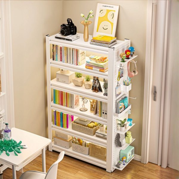 "Chalk Trendy Standard Kids Bookshelf with Multiple Shelves Options (4/5/6 Shelves), Vertical Orientation, Open Back, Alloy Shelf, Unfixed Installation"