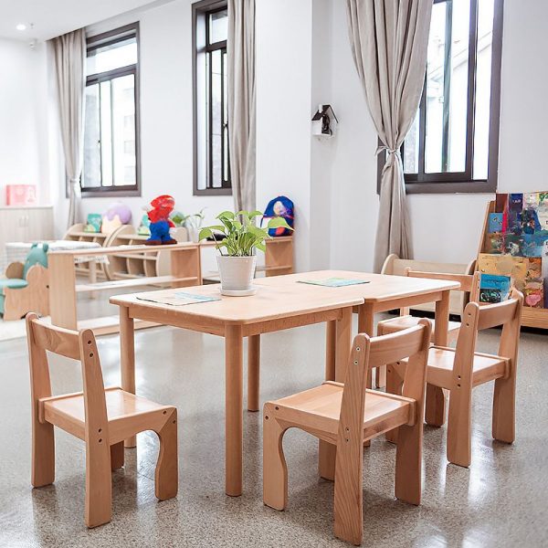 "Flexible Height Moisture-proof Natural Wood Finish Beech Wood Kids Computer Desk"