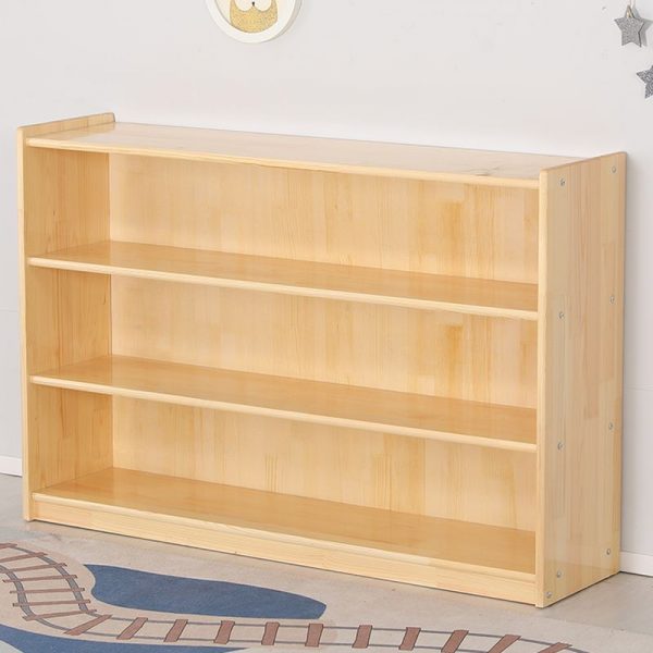 "Art Deco Natural Finish Standard Kids Bookshelf with 4/3 Shelves, Horizontal/Vertical Timber, Standalone, Scratch Resistant"