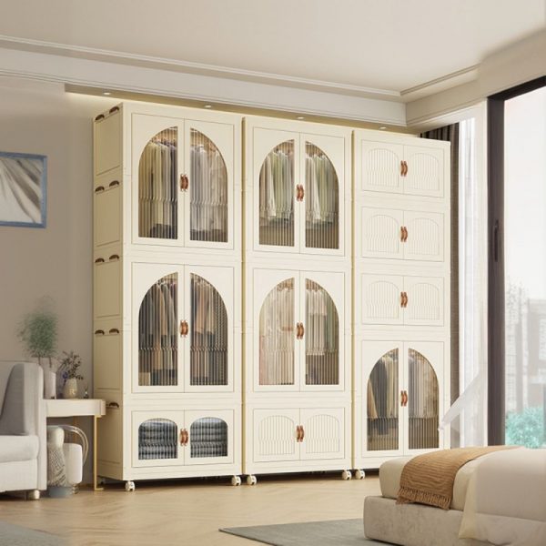 "Chalk Kids Armoire in Polymer Compound with Clothing Rod and 2/4/6 Doors"