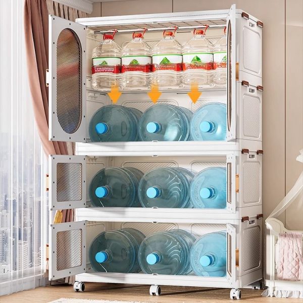 "Polymer Compound Children's Wardrobe with Shelf, Clothing Rod, and Door"