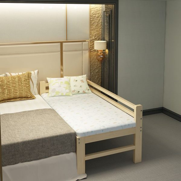 "Natural Color Trendy Timber Standard Children Bed with Guardrail, Gender Neutral"