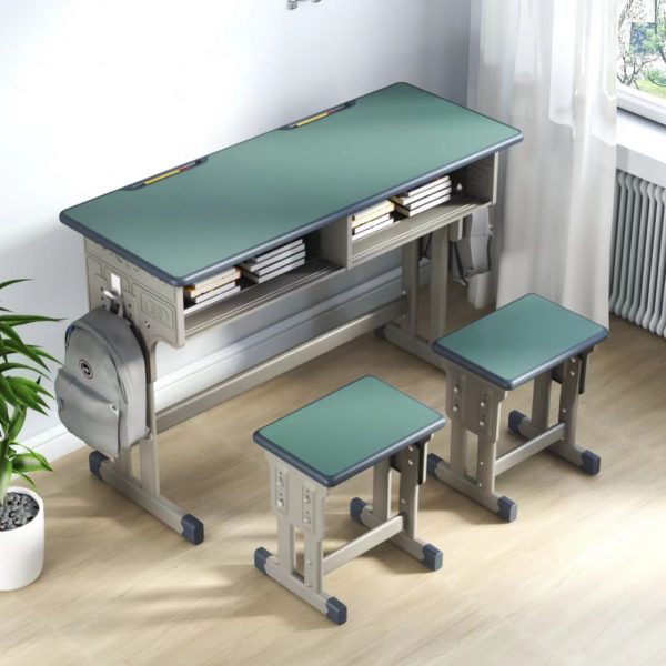 "Blue/Carnation/Unfinished Color Engineered Wood Adjustable Kids Desk Metal Moves Up and Down with Container"