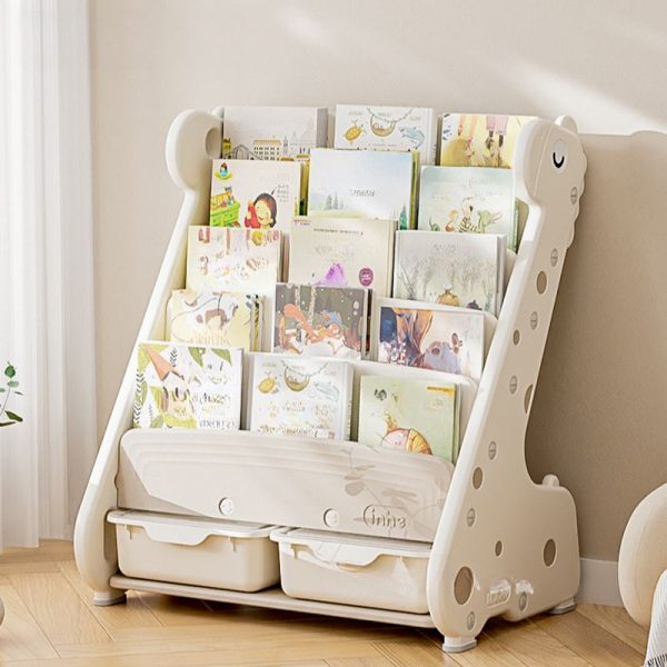 "Horizontal Synthetic Animals Kids Bookshelf Display Rack Double-sided Open Back with 6 Shelves/5 Shelves/4 Shelves"