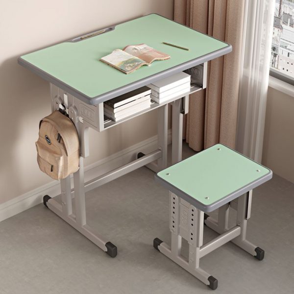 "Lime Green/Grey/Butter Color Reclaimed Wood Scratch-immune Ergonomic Adjustable Kids Desk Alloy Flexible Height with Storage"