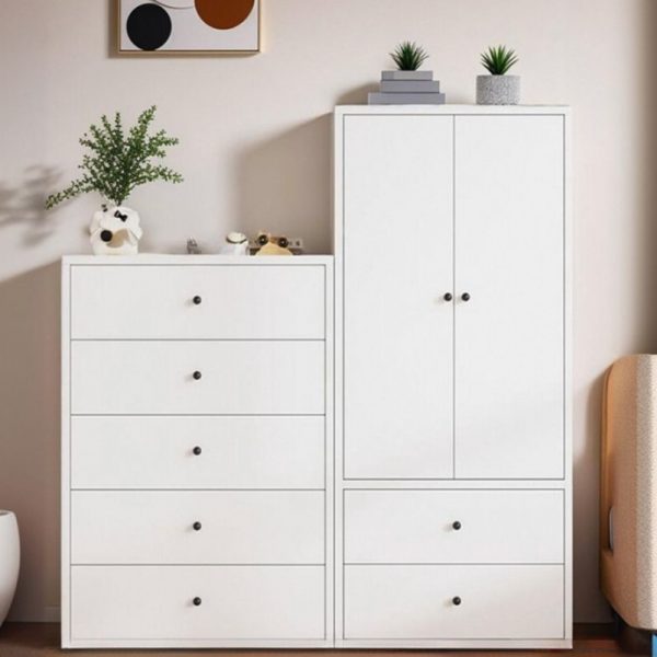 "Light-toned Wood Kids Armoire with Shelf, Clothing Rod, and Door"