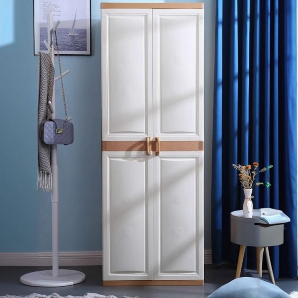 "Kids Wardrobe with Synthetic Material, Shelf, and Door"