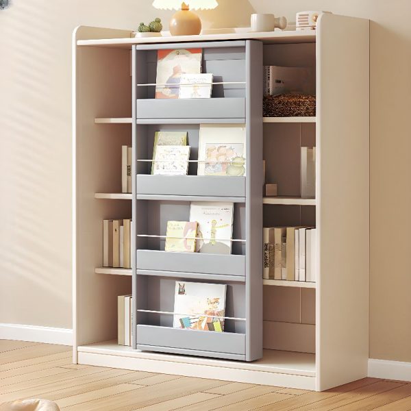 "Simplistic White Timber Vertical/Horizontal Independent Standard Children's Bookshelf Closed Back with Shelf"