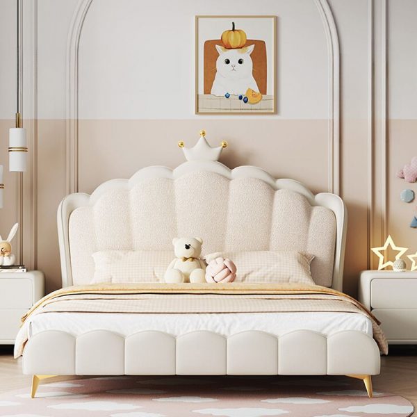 "Simplistic Chalk Princess Timber Standard Kids Bed Girl/ Woman+ with Upholstered Headboard"