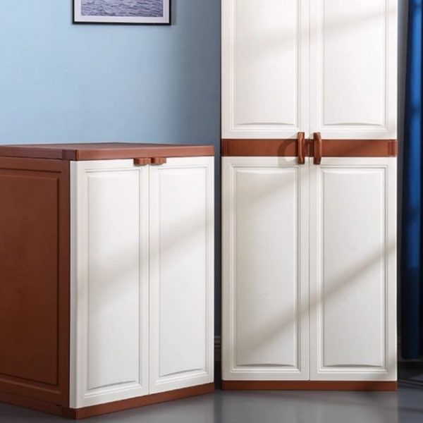 "Polymer Compound Children Armoire with Shelf, Clothing Rod, and Door"