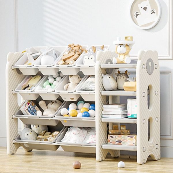 "Contemporary Standard Kids Bookshelf with 4/3 Shelves, Horizontal/Vertical Orientation, Closed Back, Polymerized Material, Standalone, Scratch-shielded"