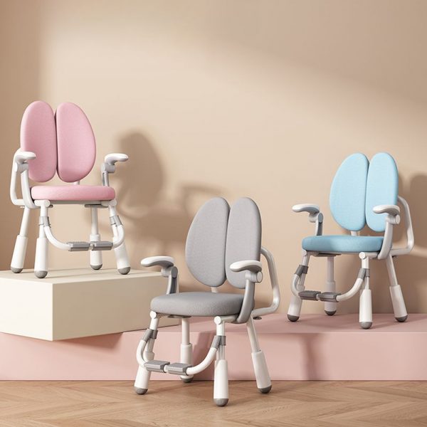 "Solid Color Upholstered Children's Chair Adjustable Height Sponge Upholstered Chair(s) for Children's Desk"