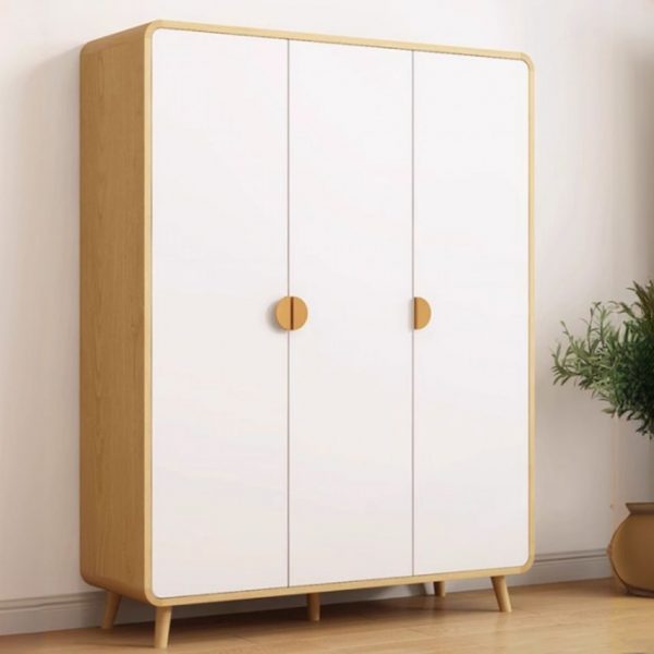 "Engineered Wood Children Armoire with Shelf, Clothing Rod, and Door"