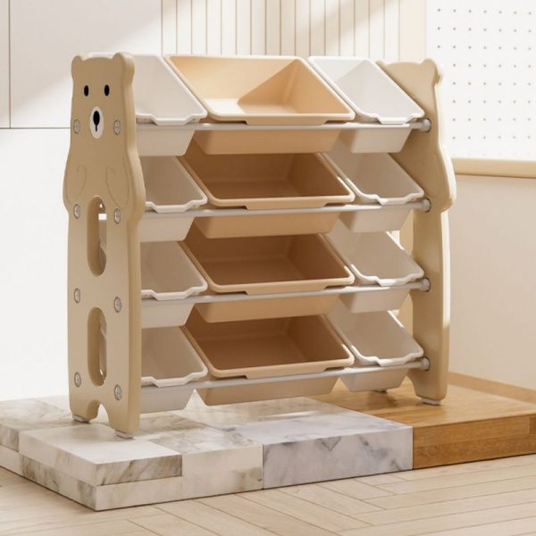 "Art Deco Polymer Kids Toy Organizer with Animal Theme, Versatile Orientation, Closed Back, Unfixed Installation"