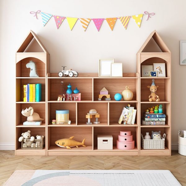 "Simple Standalone Lumber Horizontal/Vertical Standard Children's Bookshelf in Natural Color with 3 Shelves/4 Shelves and Closed Back"