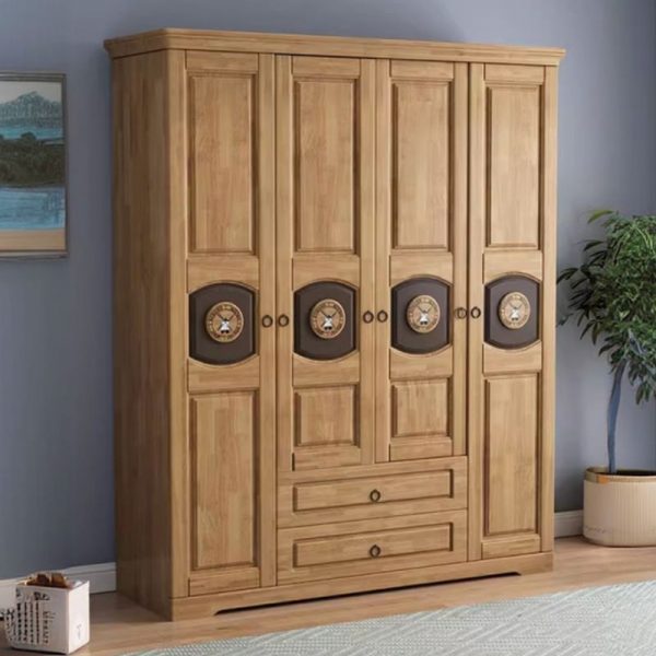 "Brown Lumber Kids Armoire Featuring Shelf, Compartment, Clothing Rod, and Door"