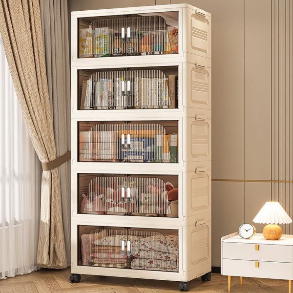 "Beige Rotating Portable Standard Kids Bookshelf with 8 Doors/4 Doors/10 Doors"