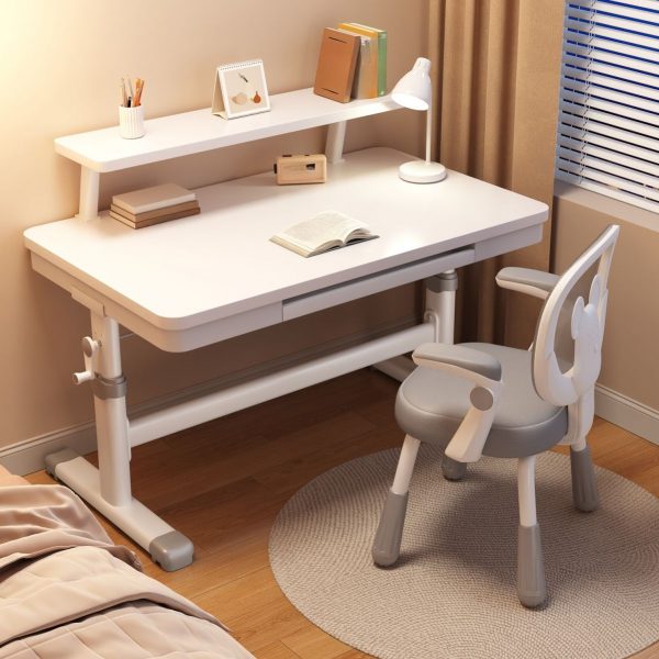 "Multi-levelled Water-resistant Timber Chalk Kids Computer Desk with Locker and Compartment"