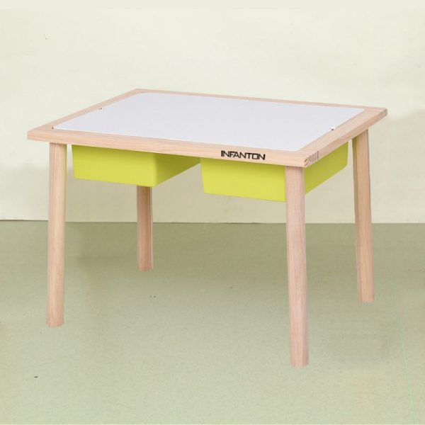 "White Lumber Kids Computer Desk with Timber Legs and Locker Storage"