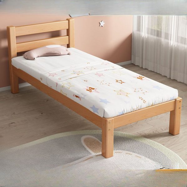 "Wood Grain Art Deco Timber Standard Children Bed with Headboard, Gender Neutral"