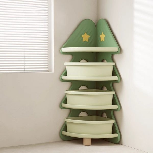"Modern Plastic Vertical Unfixed Tree Standard Children's Bookshelf Closed Back with 4 Shelves"
