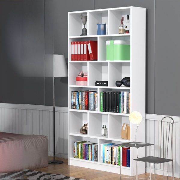 "Modern Standard Children's Bookshelf with 7 Vertical Timber Shelves and Closed Back, Unattached"