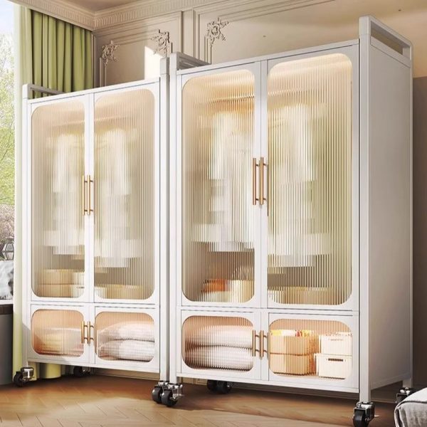 "Chalk Metal Kids Armoire with Shelf, Clothing Rod, and Door"