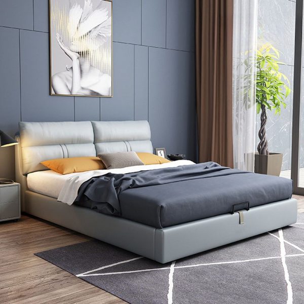 "Sleek Dove Grey Panel Standard Children Bed in Timber with Cotton Upholstery, Spring Mattress, Headboard - Gender Neutral"