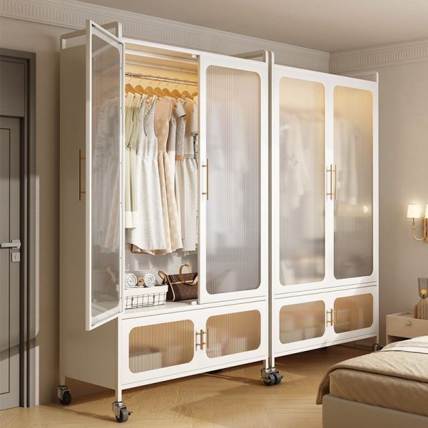 "Chalk Polymer Compound Children's Wardrobe with Shelf, Clothing Rod, and Door"