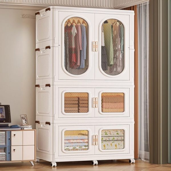 "Durable Polymer Children Armoire with Shelf and Clothing Rod"